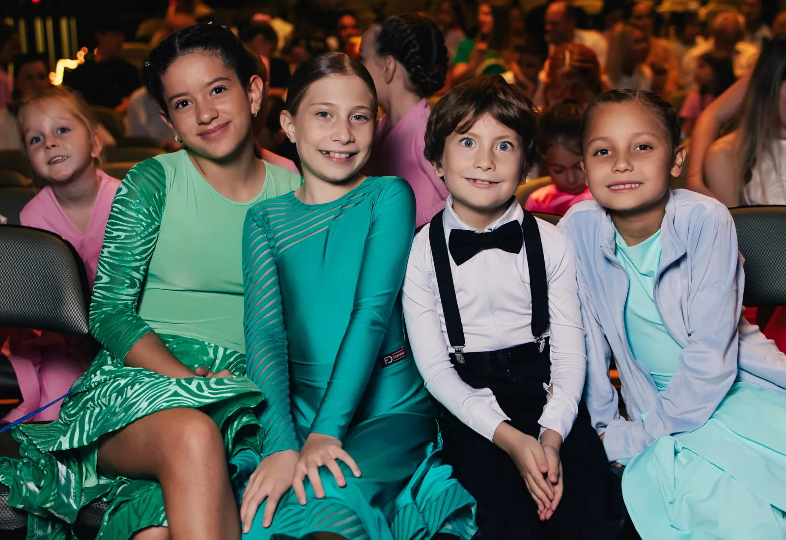 Young Dance Flow dancers in costume before a recital
